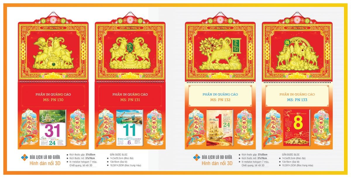 Bìa Lịch Treo Gắn Bloc TPNBIA20 Ấn Phẩm Quà Tặng Đại Hội & Hội Nghị