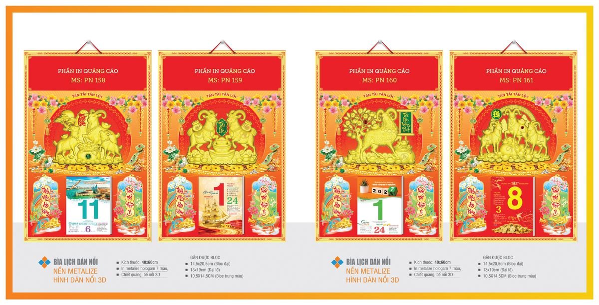 Bìa Lịch Treo Gắn Bloc TPNBIA27 Ấn Phẩm Quà Tặng Đại Hội & Hội Nghị