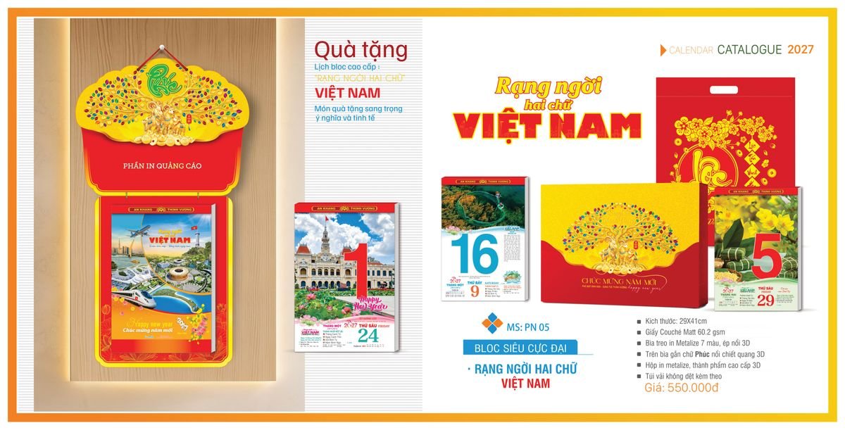 Lịch Bloc TPN 2027 TPNBLOC07 Ấn Phẩm Quà Tặng Đại Hội & Hội Nghị