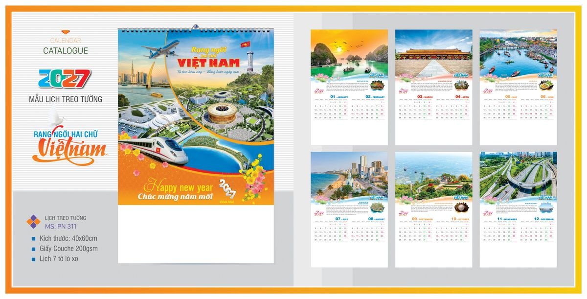 Lịch 7 Tờ Lò Xo Tân Phương Nam TPNLX02 Ấn Phẩm Quà Tặng Đại Hội & Hội Nghị