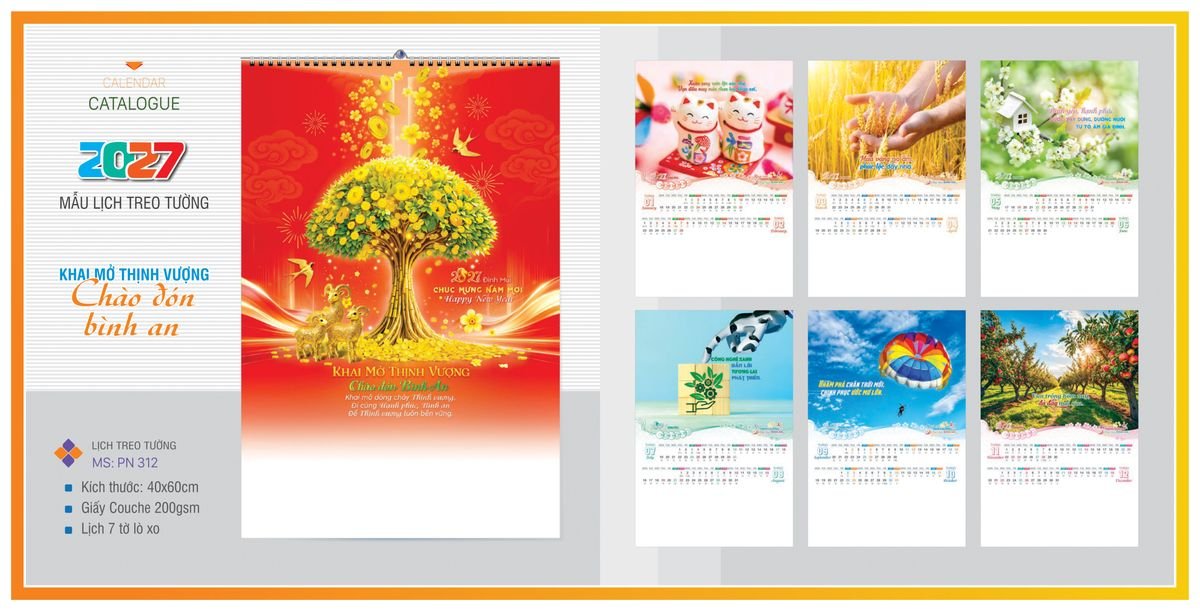Lịch 7 Tờ Lò Xo Tân Phương Nam TPNLX03 Ấn Phẩm Quà Tặng Đại Hội & Hội Nghị