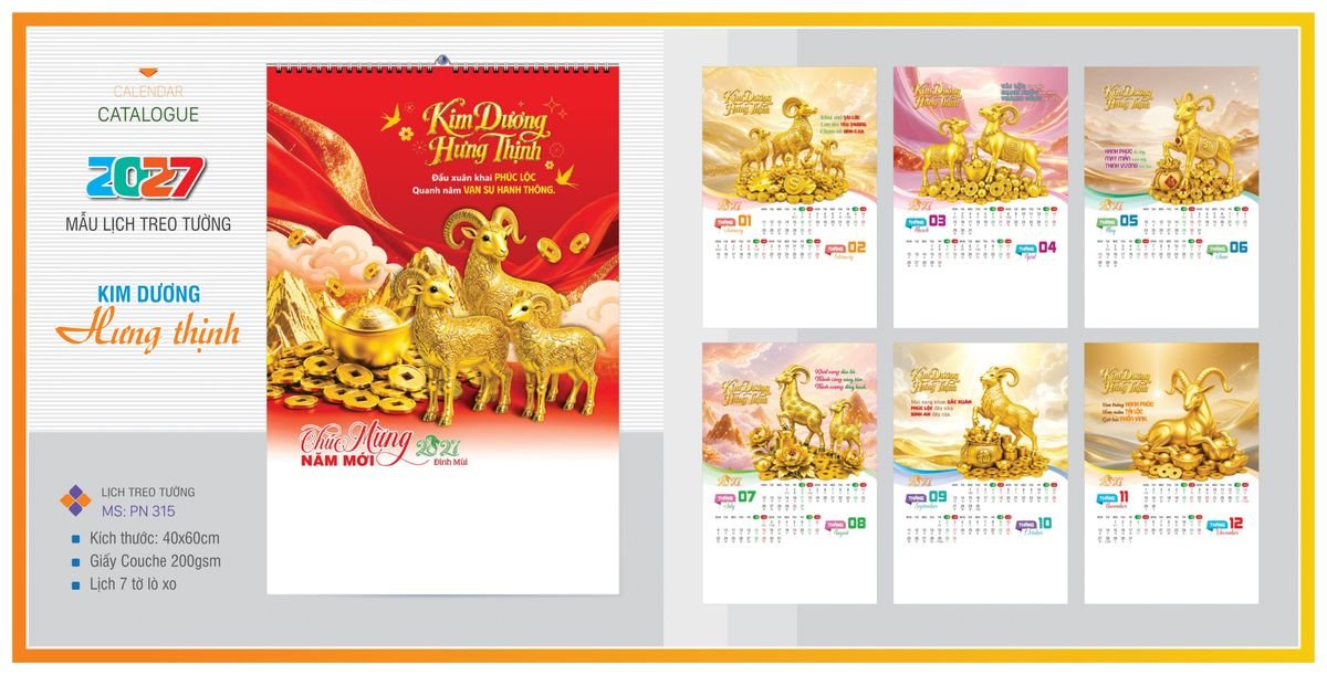 Lịch 7 Tờ Lò Xo Tân Phương Nam TPNLX05 Ấn Phẩm Quà Tặng Đại Hội & Hội Nghị
