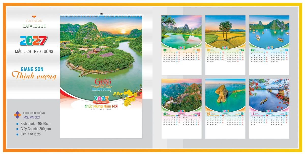 Lịch 7 Tờ Lò Xo TPNLX11 Ấn Phẩm Quà Tặng Đại Hội & Hội Nghị