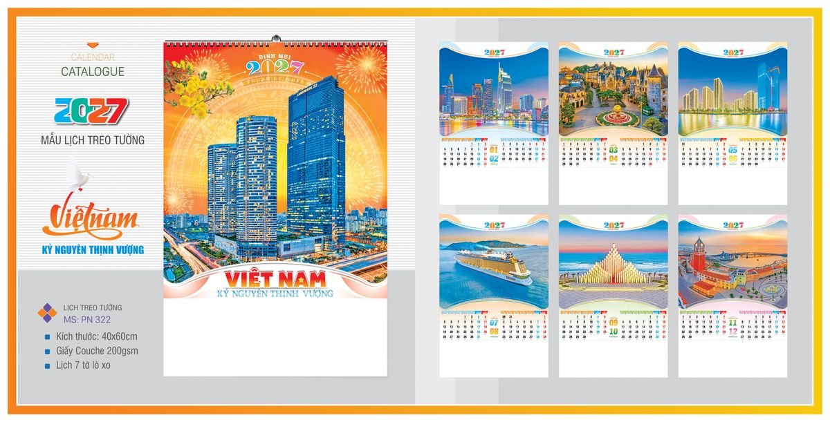 Lịch 7 Tờ Lò Xo TPNLX12 Ấn Phẩm Quà Tặng Đại Hội & Hội Nghị