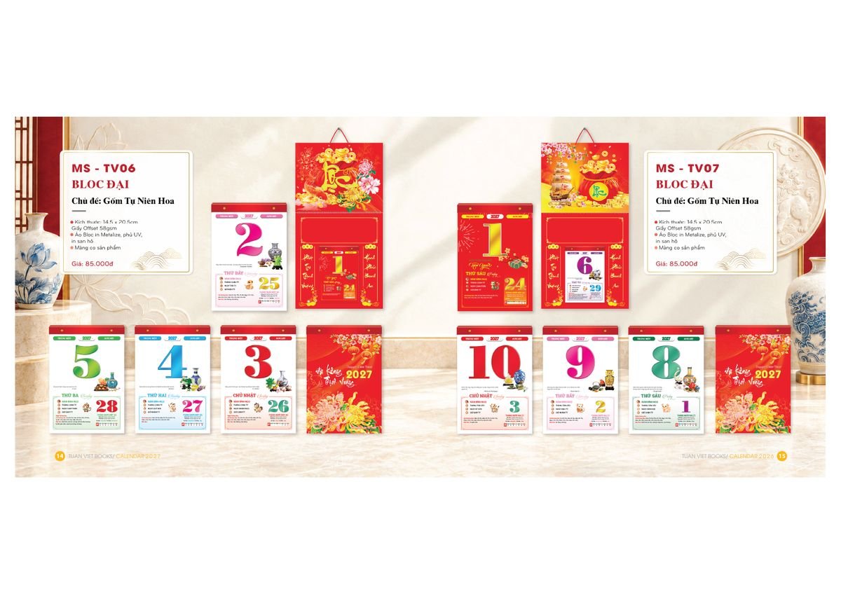 Lịch Bloc Cực Đại 2027 Tuấn Việt TV06 Ấn Phẩm Quà Tặng Đại Hội & Hội Nghị