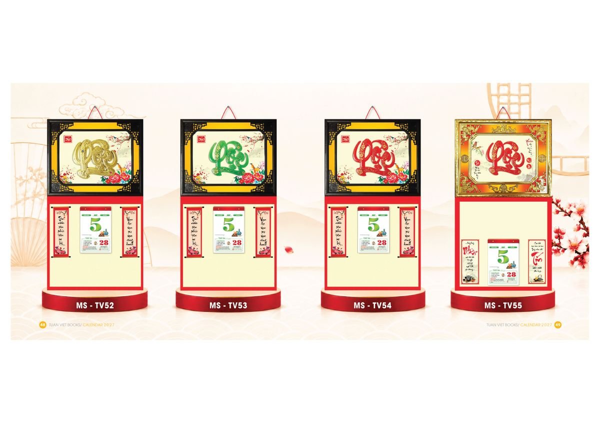 Lịch Bìa Treo Gắn Bloc 2027 TV25 Ấn Phẩm Quà Tặng Đại Hội & Hội Nghị